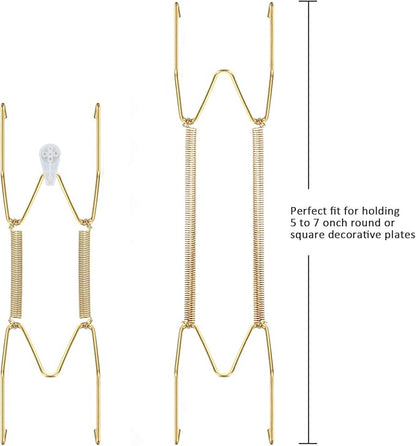 Hotop 12 Pieces Plate Hangers for Wall Stainless Steel Wire Invisible Heavy Duty Plate Hangers Display Holders with 12 Pieces Hooks for Wall Decorative(6 Inch,Gold)