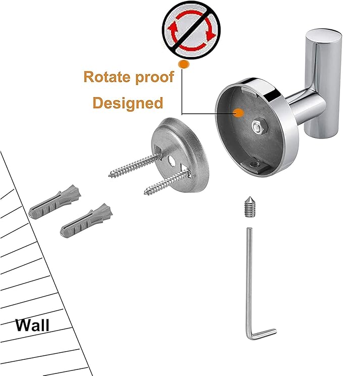 Nolimas Towel Coat Hook Polished Chrome SUS304 Stainless Steel Bathroom Clothes Cabinet Closet Sponges Robe Hook Wall Mounted Round Kitchen Heavy Duty Door Hanger 6 Packs