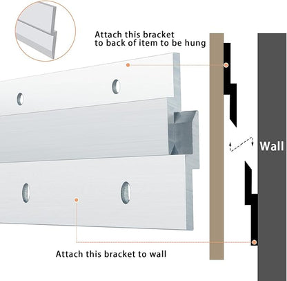 French Cleat Heavy Duty, Aluminum French Cleat, Headboard Wall Mounting Brackets with Screws, Heavy Mirror Mounting Hardware (18 Inch-1 Pair, Support 120 lbs)