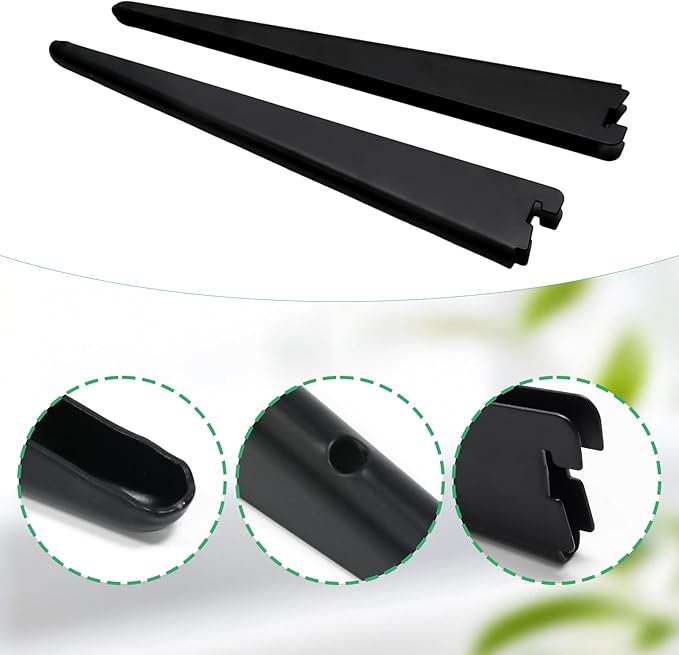 10 Pack Adjustable Shelf Brackets 11.5 Inch, Heavy Duty Wire Shelving Brackets for Double Track System (Black)