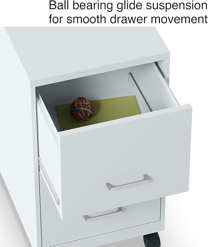 Staples 2-Drawer Vertical File Cabinet, Letter Size Documents, Lockable & Mobile, 18" D x 14" W x 26.3" H, Gray