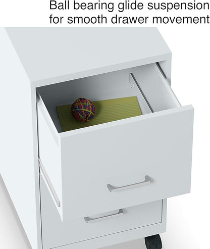 Staples 2-Drawer Vertical File Cabinet, Letter Size Documents, Lockable & Mobile, 18" D x 14" W x 26.3" H, Gray