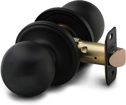 Copper Creek Passage Interior Door Knob – ANSI Grade-3 Certified, Modern Heavy Duty Handle, Easy Install and Reversible for Bedroom, Bathroom & Closets – Matte Black (1 Pack)