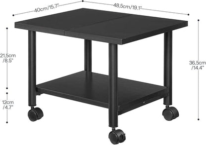 HOOBRO Printer Stand, 2-Tier Industrial Under Desk Printer Cart with Shelf, Mobile Heavy Duty Storage Rack on Wheels for Home, Office, Black BB02PS01G1