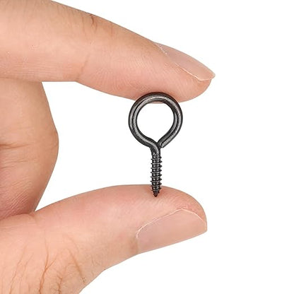 Aovchei Eye Screws, 100PCS 0.75 Inch Long, Black 304 Stainless Steel Screw Hooks, Self Tapping Eye Bolts, Indoor & Outdoor for Hanging Artwork