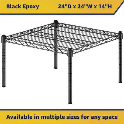 24" x 24" x 14" Black Epoxy Wire Storage Shelf, Dunnage Rack, Commercial 1 Tier Small Shelf