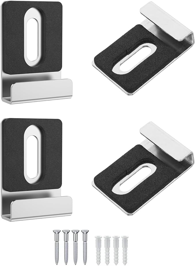 Metal Mirror Holder Clip Set, 4 Pcs Mirror Holder Clip Secure Wall Mount Brackets for Frameless Bathroom Mirrors, Glass Panels, Shelves for Home, Office, or Gym Mirrors