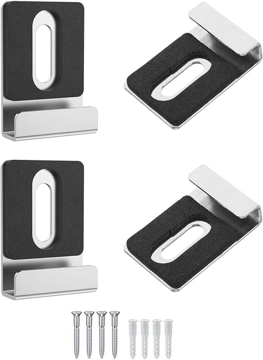 Metal Mirror Holder Clip Set, 4 Pcs Mirror Holder Clip Secure Wall Mount Brackets for Frameless Bathroom Mirrors, Glass Panels, Shelves for Home, Office, or Gym Mirrors