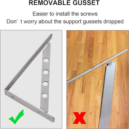YUMORE Shelf Bracket 12", Stainless Steel Heavy Duty L Shaped Brackets Wall Mounted Floating Table Support with Hanging Holes Corner Brace 4mm Right Angle Joint Brackets, 2pcs, Max Load 400lbs