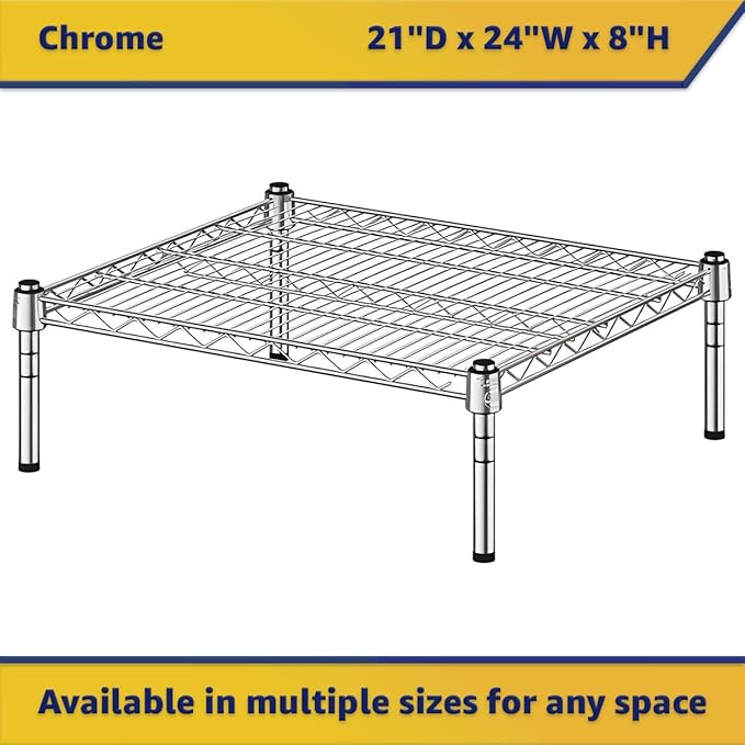 21" x 24" x 8" Chrome Wire Storage Shelf, Dunnage Rack, Commercial 1 Tier Small Shelf