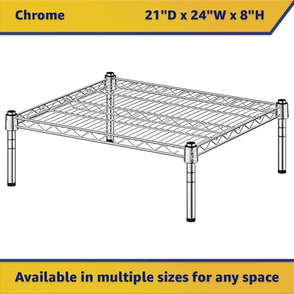 21" x 24" x 8" Chrome Wire Storage Shelf, Dunnage Rack, Commercial 1 Tier Small Shelf