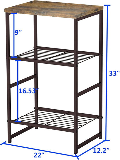 3 Tier Metal Printer Stand Shelf, Industrial Side Table for Printer, Fax Marchine