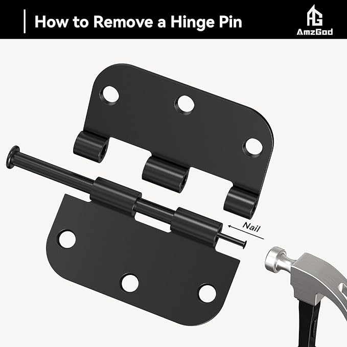 Door Hinges Matte Black - 18 Pack Black Door Hinges 3.5 Inch Rounded Interior Door Hinge with 5/8" Radius Corners - Black Hinge for Doors 3 1/2 Inches Flat Iron Residential Door Hardware