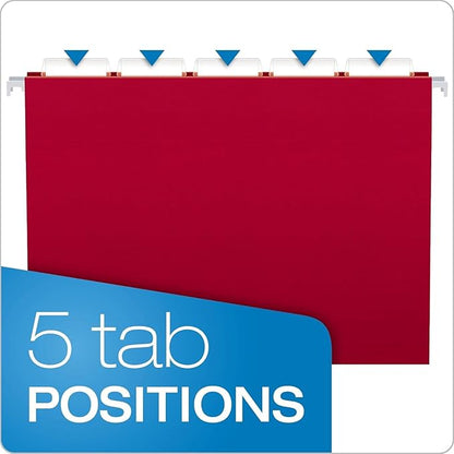 Pendaflex Colored Hanging File Folders Letter Size with 1/5 Cut Adjustable Tabs, 8.5 X 11-12 Assorted Colors, 100 Pack