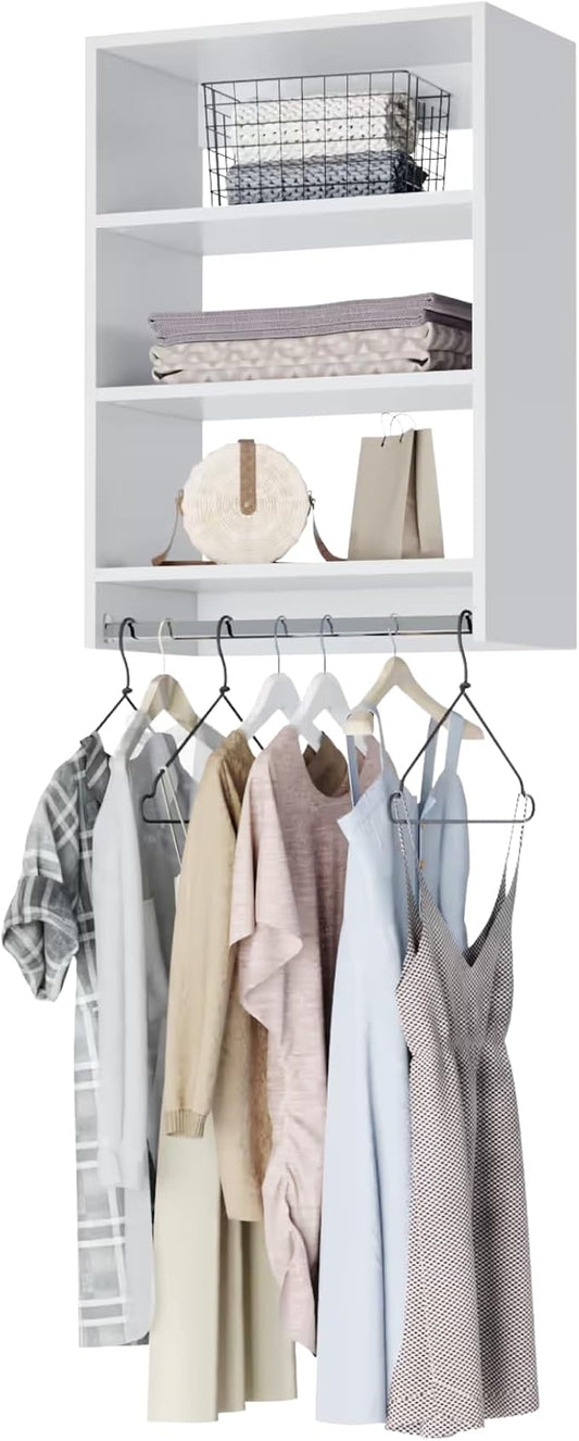 Medium Hanging Closet Unit - Modular Closet System For Hanging - Corner Closet System - Closet Organizers And Storage Shelves (White, 21 inches Wide) Closet Shelves
