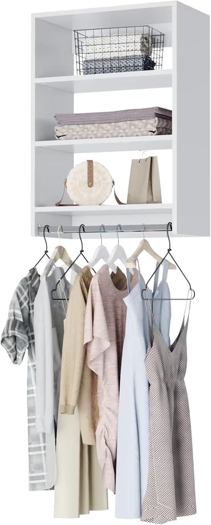 Medium Hanging Closet Unit - Modular Closet System For Hanging - Corner Closet System - Closet Organizers And Storage Shelves (White, 28.5 inches Wide) Closet Shelves