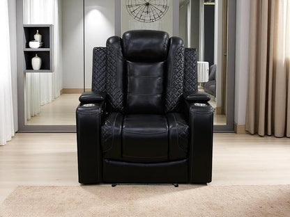 Living Room Furniture Sets, Power Reclining Chair Set, Brown Breathing Leather Power Recliner Sofa Chair with 1 Recliner Seat/Cup Holder/LED Light/USB Port for Office, Rv Car