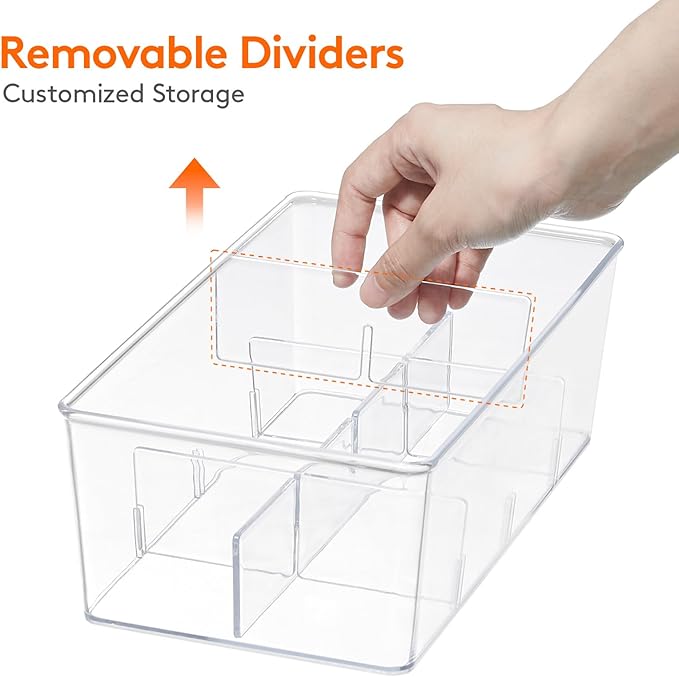 Lifewit Tea Bag Organizer with lids, Plastic Teabag Box with 16 Compartments, Stackable Divided Storage Containers for Cabinet, Pantry, Countertop, Hold Coffee Pods, Sugar Packets, Clear, 2 Pack