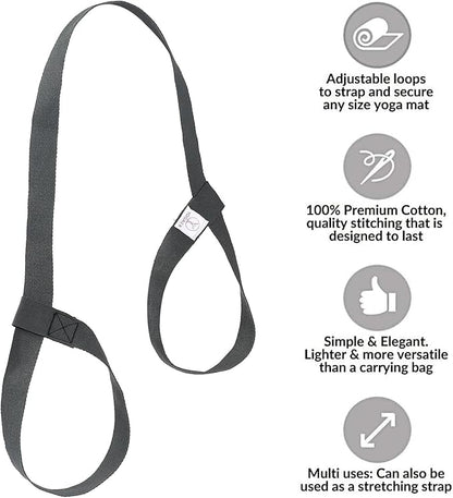 YOGAER Yoga Mat Carrier Strap, Adjustable Thick Straps Sling for Carrying Large Mats, Stretching Band