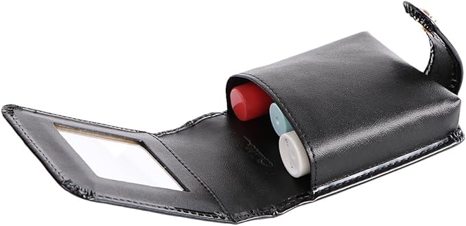 kilofly Genuine Leather Double Lipstick Case Cosmetic Makeup Holder + Gift Box