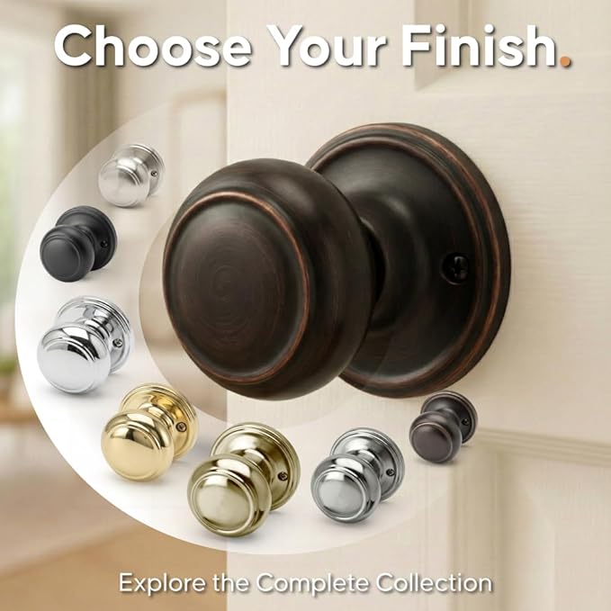 Copper Creek Colonial Dummy Interior Door Knob – ANSI Grade-3 Certified, Modern Heavy Duty Handle, Easy Install and Reversible for French Doors and Closets, Non Turning – Tuscan Bronze (1 Pack)