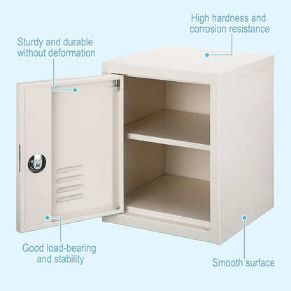 Suzile Lockable Storage Cabinet Metal Lockable Steel Storage Cabinet Organizer Lockers for Employees Vertical Metal Cabinets End Side Table Steel Bedside with Shelf(White)