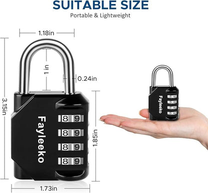 Combination Lock, 4 Digit Combination Padlock for School Gym Sports Locker, Fence, Toolbox, Case, Hasp Cabinet Storage (2 Pack, Dark Blue & Black)