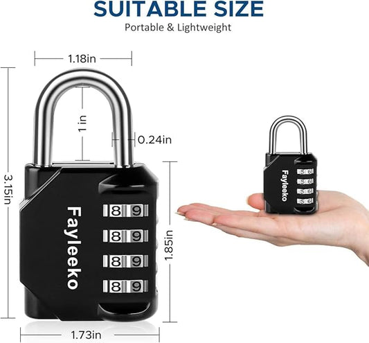 Combination Lock, 4 Digit Combination Padlock for School Gym Sports Locker, Fence, Toolbox, Case, Hasp Cabinet Storage (2 Pack, Dark Blue & Black)