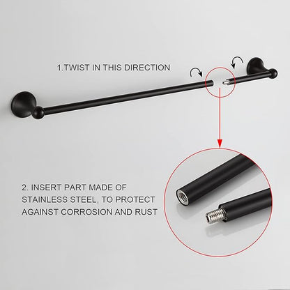BGL Bathroom Hardware Set Oil-Rubbed Bronze Bath Towel Bars Adjustable Expandable Bathroom Accessory Set Towel Racks 8-Pieces Wall Mount