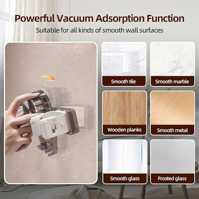 Broom Holder Mop Hanger, Wall Mount Mop Grippers, Self Adhesive Mop and Broom Holder Wall Mount, No Punching Required Broom Hanger Organizer for Bathroom, Kitchen, Utility Room, Laundry Room