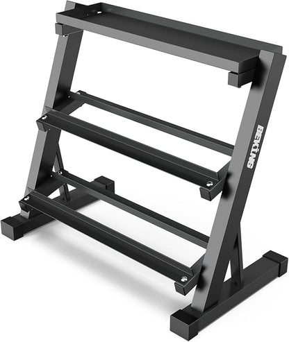 BEKING 3 Tier Dumbbell Rack,1000LB Capacity Weight Storage Rack for Home Gym Fitness,Multifunctional Free Weight Organizer Stand for Dumbbells, Kettlebells,Compact Design Save Floor Space