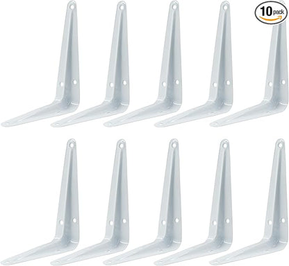 10 Pcs Shelf Brackets, 4 x 5 Inch Heavy Duty Metal Wall Corner Angle Shelving for Wall Hanging Shelves with Wall Anchors and Screws(White)