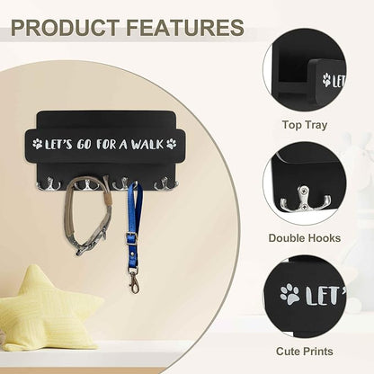 Dog Leash Holder for Wall, Convenient Storage Dog Leash Hook, Keep Leashes Organized, Black