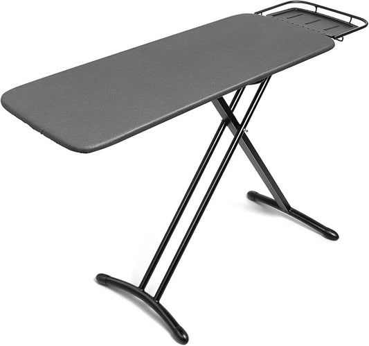 Duwee 18"x46" Ironing Board with Heat Resistant Cover and Thicken Felt Pad,Deluxe Iron Board with Steam Iron Rest,Adjustable Height Heavy Duty Ironing Board Full Size,Heavy Sturdy Legs,Black