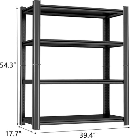 Metal Garage Shelving Unit, Heavy Duty Adjustable Storage Shelves, Steel Shelving, 2000 lbs Capacity Shelves for Heavy Tools and Equipment, 4 Tier, 39.4" Wx 17.7" Dx 54.3" H