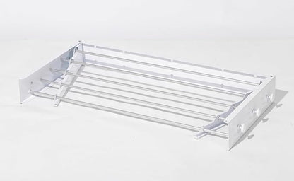 Wall Mounted Clothes Drying Rack, 32" Space Saving Foldable Laundry Drying Rack with Wall Template for Bathroom, Apartment, College Dorm (White 5 Rods and 6 Hooks)