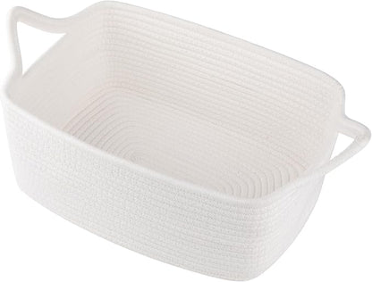 OIAHOMY Woven Basket, Gift Basket Empty with Gift Bags and Ribbons, Rope Baskets for Baby Showers, Storage Baskets with Handles for Nursery, Pet Toy Organizer - White