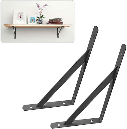 Acrux7 Black Shelf Brackets 8 x 5 Inch, 4 Pack Heavy Duty L Brackets for Floating Shelves - Metal Support Angle Brackets