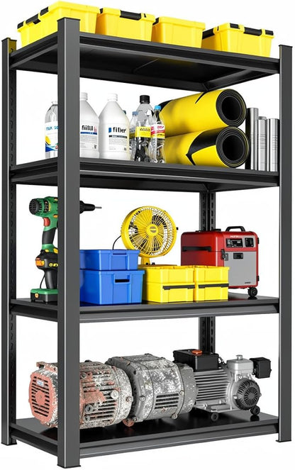 4 Tier Shelving Unit, Heavy Duty Garage Storage Shelves, Adjustable Metal Utility Shelf for Basement, Garage Organization, 24" W x 12" D x 53.4" H