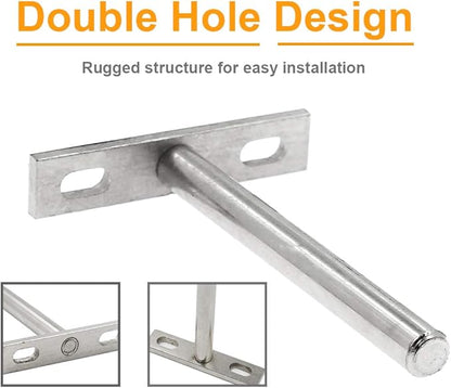 Luomorgo 4 Pcs 4 Inch Floating Shelf Bracket Blind Shelf Bracket Hidden Brackets for Floating Wood Shelves - Screws and Wall Plugs Included