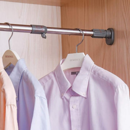 BAOYOUNI Straight Shower Curtain Rod Oval Head Extendable Window Curtain Tension Rail Bar Closet Wardrobe Clothes Hanger Pole Holder (Grey, 19.68-31.49 Inches)