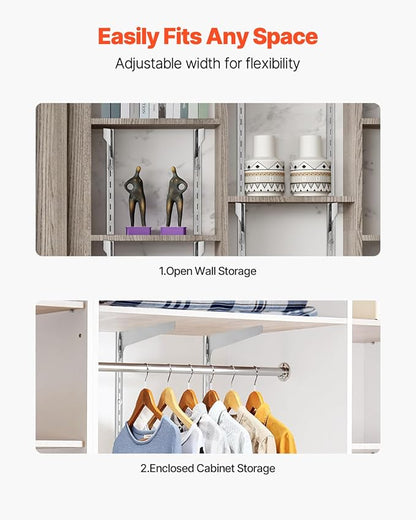 VEVOR Shelf Pilaster, 39-inch 10 Pack, Upright Wall Shelving System, Heavy Duty Support System Single Slot Shelf Rails, 40 Screws Included, Suitable for Cabinet Closet Organization Storage, Silver