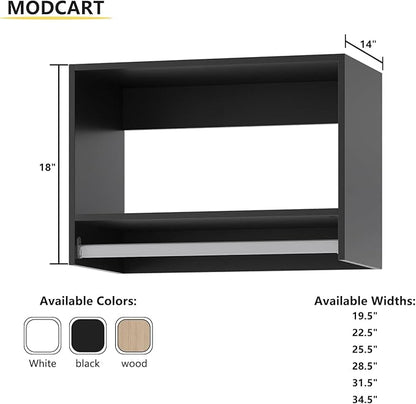 Tall Hanging Closet Unit, Modular Closet System, Wood Closet System Organizer with Storage for Walk In Closets, Clothing Rack Wardrobe Closet for Hanging Clothes, Bedroom, Black, 25.5"W