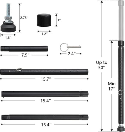 BeBecome Sliding Door Security Bar，17-50 inch Adjustable Patio Door Security bar with Rubber Tips Apartment Bedroom Bottom of Door Heavy Duty Interior Black