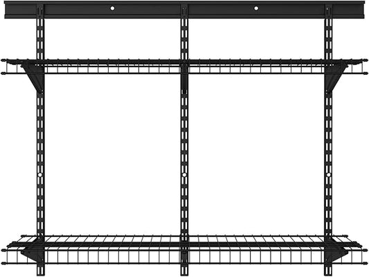 ClosetMaid MaxLoad Heavy Duty Wall Shelf Kit for Garage, 2 Shelves, Adjustable ShelfTrack Wire Shelving, Black Finish