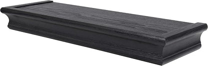 HIGH & MIGHTY 515655 Decorative 18" Floating Shelf Holds up to 15lbs, Easy Tool-Free Dry Wall Installation, Beveled, eCommerce Packaging, Black