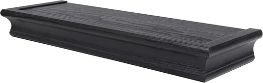 HIGH & MIGHTY 515655 Decorative 18" Floating Shelf Holds up to 15lbs, Easy Tool-Free Dry Wall Installation, Beveled, eCommerce Packaging, Black