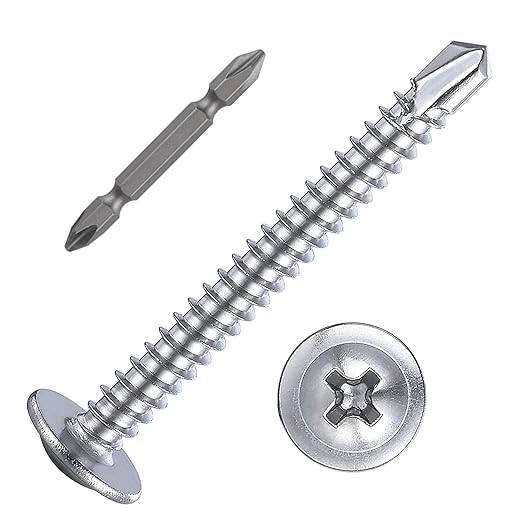 Wensilon（150pcs）#8×1-1/2”for Sheet Metal Self-Tapping Screws 410 Stainless Steel Truss Head High-Strength Quick Tapping Screws