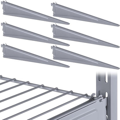 Adjustable Locking Shelf Bracket 16 Inch Shelf Brackets Heavy Duty Wire Shelving Brackets for Deep Wire Shelving Double Track System(Gray,6 Pcs)
