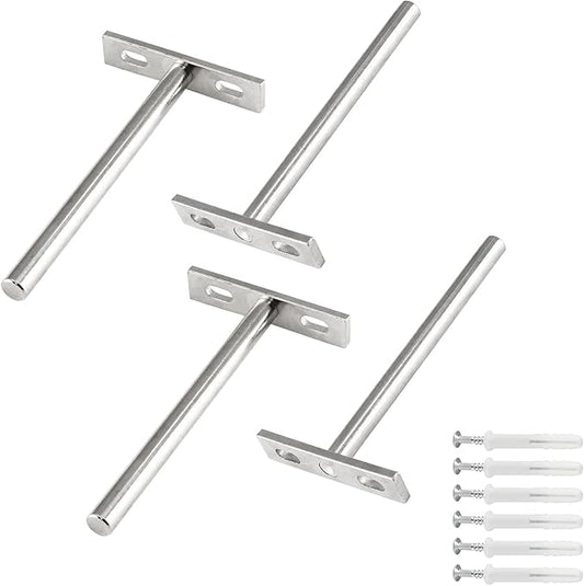 Luomorgo 4 Pcs 5 Inch Floating Shelf Bracket Blind Shelf Bracket Hidden Brackets for Floating Wood Shelves - Screws and Wall Plugs Included